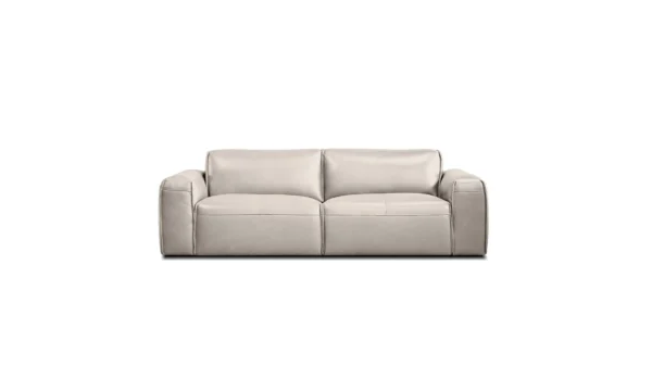 Canapé en cuir Mobital Boone Studio Taupe, sofa moderne avec finition luxueuse, confort supérieur et lignes épurées pour intérieur contemporain