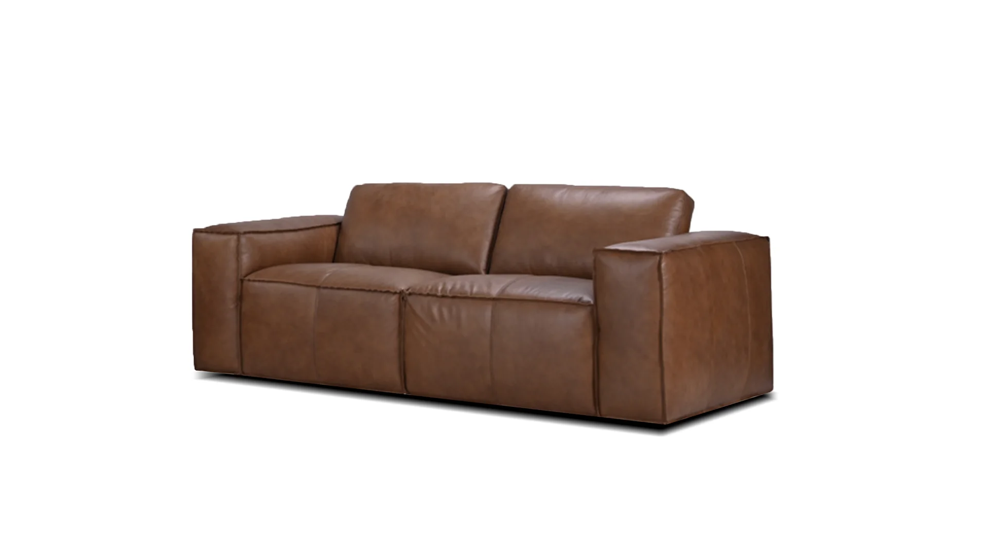 Sofa moderne Mobital en cuir Chicago, canapé design en cuir semi-aniline doux avec pieds noirs pour salon contemporain