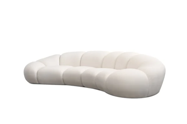 Sofa moderne Mobital en tissu Cirro, canapé moderne en tissu Popcorn doux couleur Buttermilk avec accoudoirs arrondis pour salon contemporain