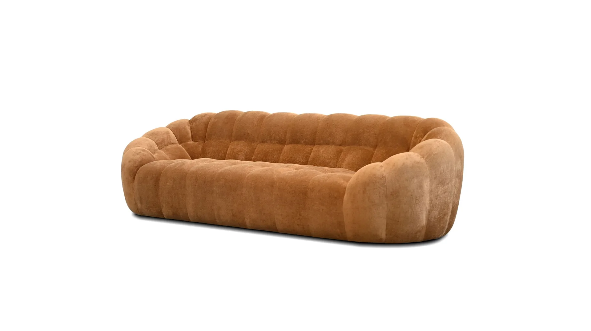 Sofa moderne Mobital Puffin en tissu Toffee, canapé 3 places en chenille ultra-douce pour salon contemporain et confortable